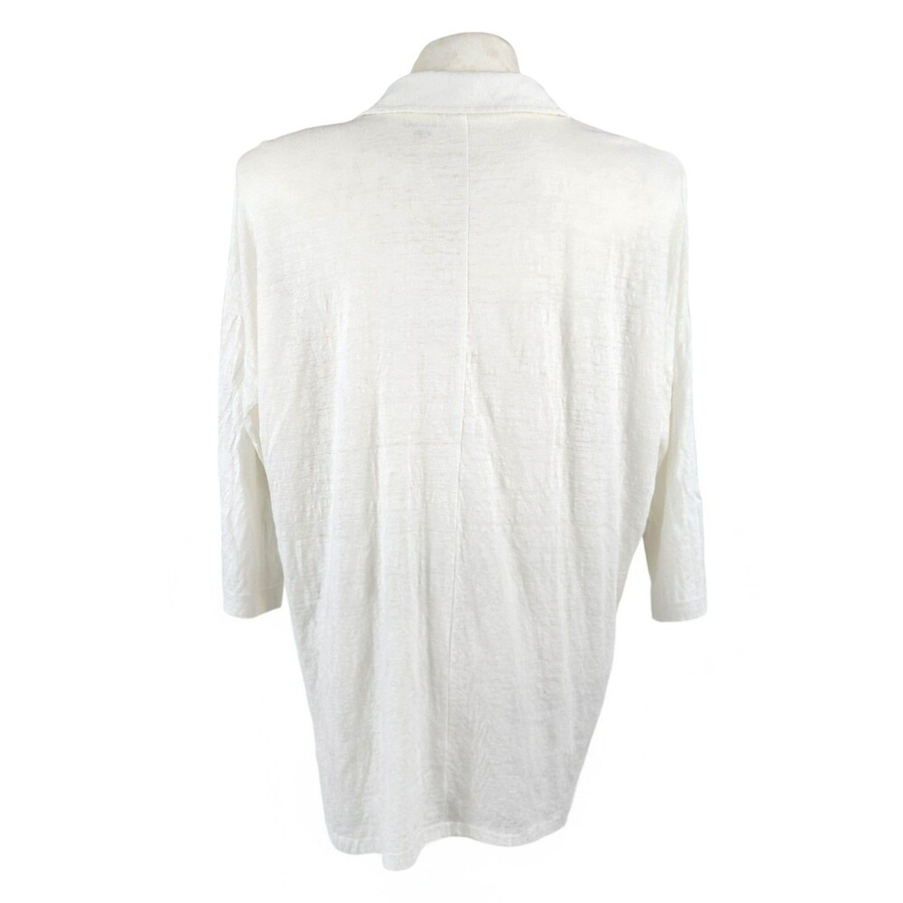 Eileen Fisher System Tunic Shirt Cardigan Ivory Organic Linen Button Down Medium - Picture 5 of 10